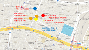 【地図】グランドメゾン四谷、ジオ四谷荒木町、ジオ四谷三栄町、シティハウス四谷津の守坂、新宿区三栄町計画