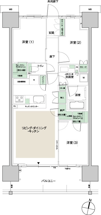 寝室の音を気にする場合の間取り・設備仕様について（スムログ）住井はな　田の字プラン