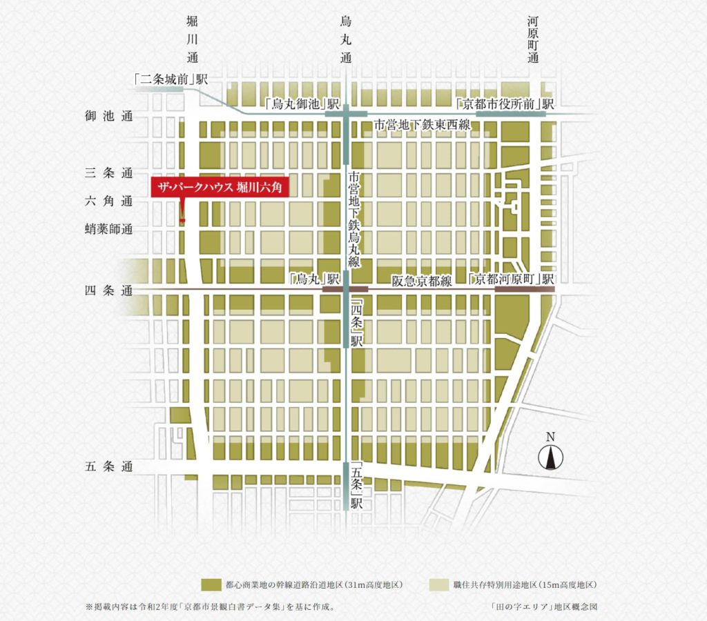 ザ・パークハウス堀川六角の田の字エリア地区概念図
